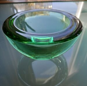 Green Glass Trinket or Tea Light Dish